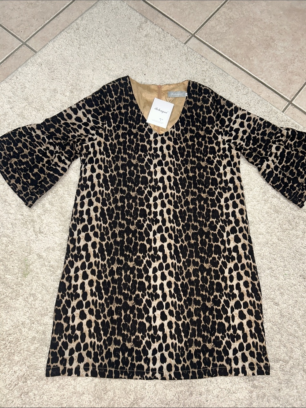 Leopard-Print Casual Dress in Tan and Black